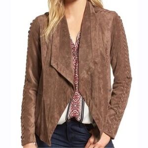 cupcakes & cashmere Brown Faux Suede Blazer